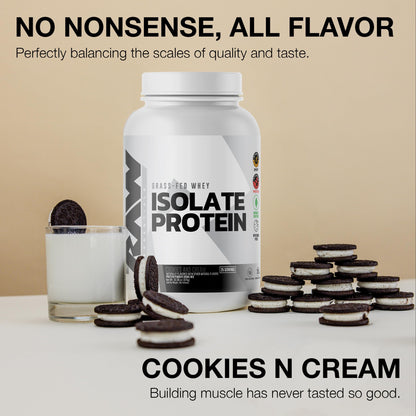 RAW Whey Isolate Protein Powder, Dark Chocolate - 100% Grass-Fed Sports Nutrition Whey Protein Powder for Muscle Growth & Recovery - Low-Fat, Low Carb, Naturally Flavored & Sweetened - 25 Servings