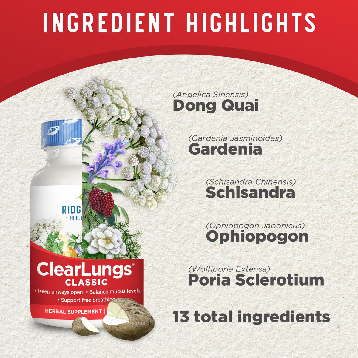 Ridgecrest Herbals ClearLungs Classic, Daily Health Supplement, Natural Lung and Nasal