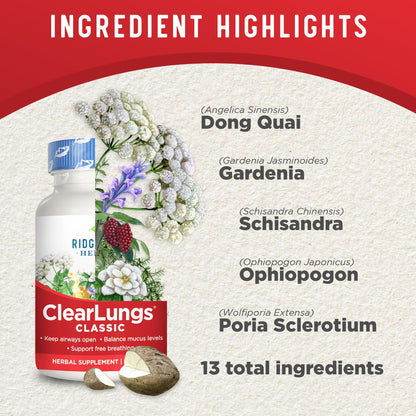 Ridgecrest Herbals ClearLungs Classic, Daily Health Supplement, Natural Lung and Nasal