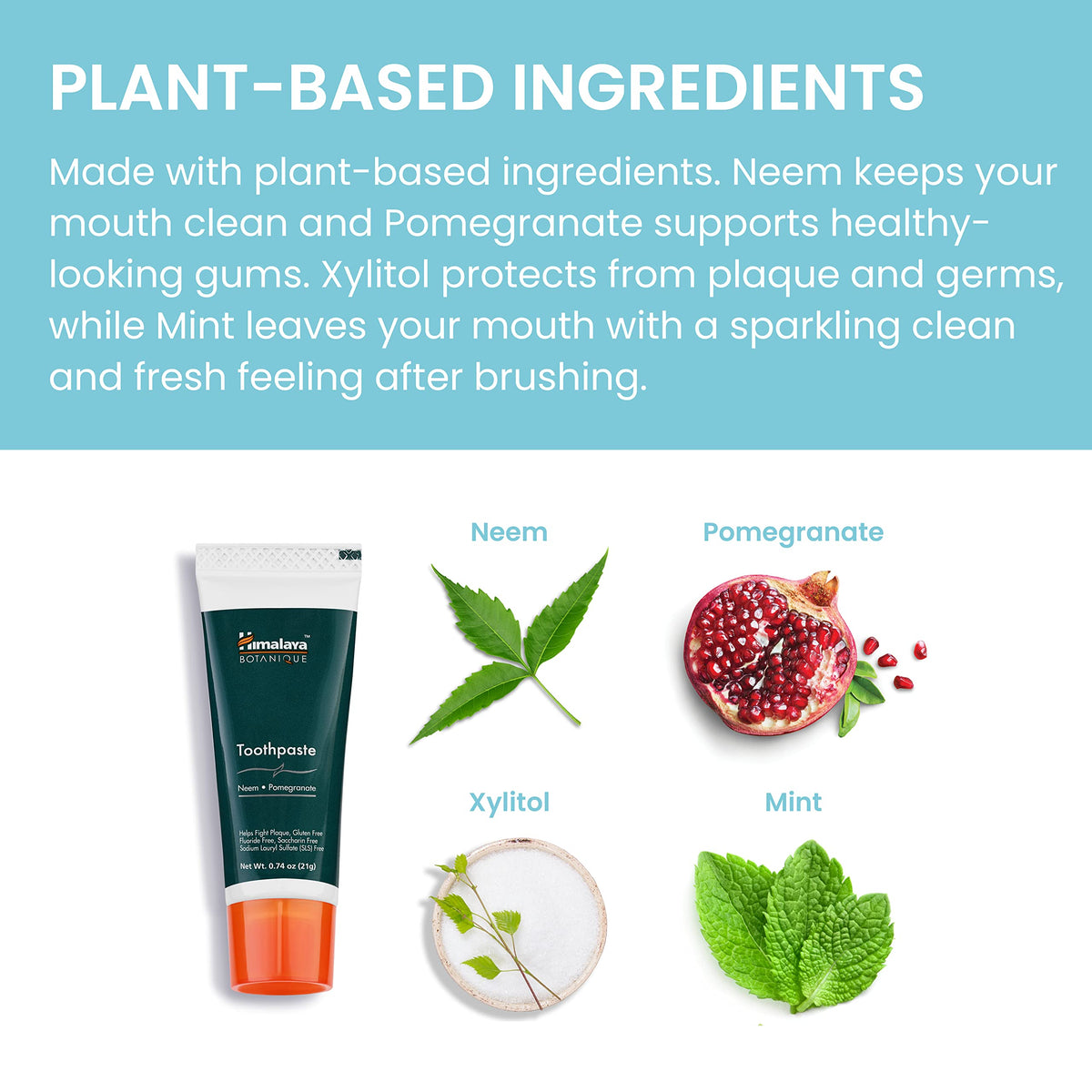 Himalaya Botanique Neem & Pomegranate Toothpaste, Mint, 5.29 oz, 2 Pack