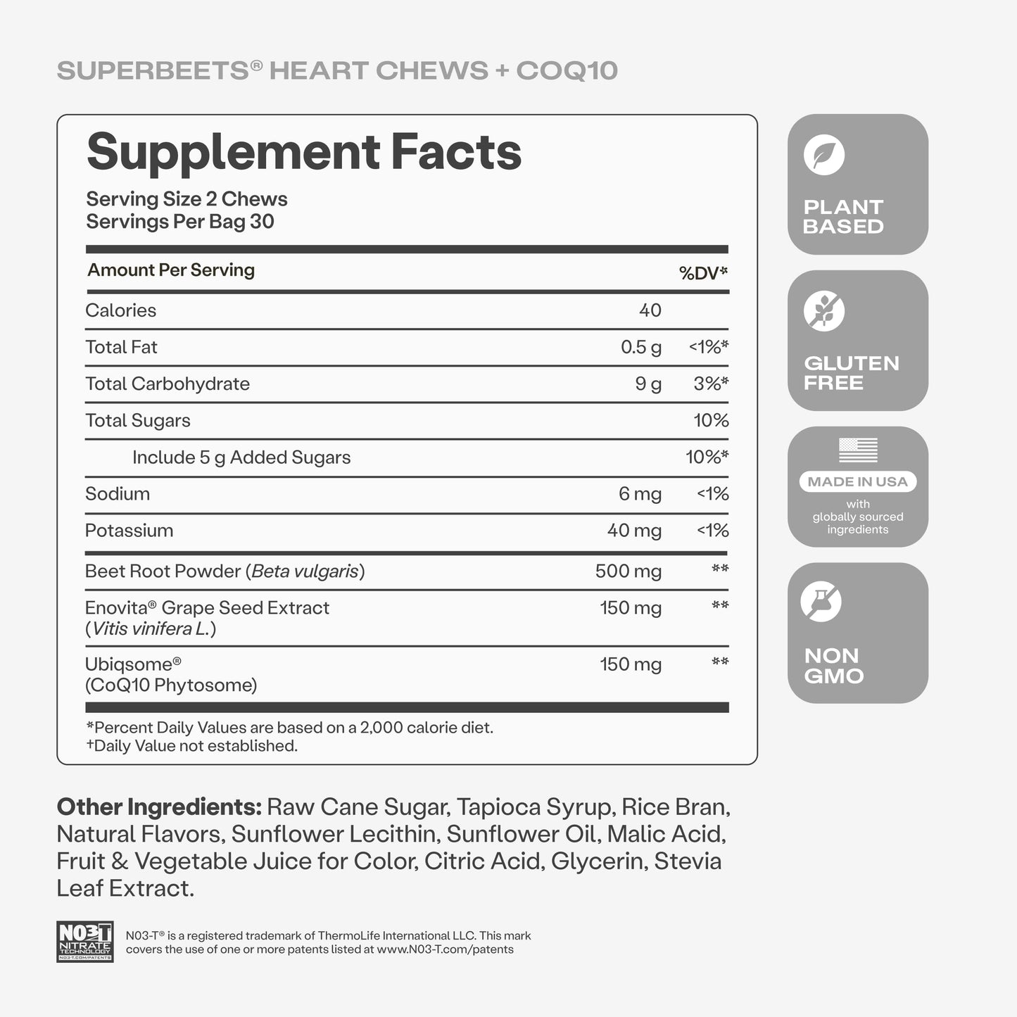 HumanN SuperBeets 3-in-1 Heart Chews - 3X Absorption CoQ10 - Plus Beetroot & Grape Seed Extract, Blood Pressure Support, Support Healthy Blood Flow, Circulation, 60 Count