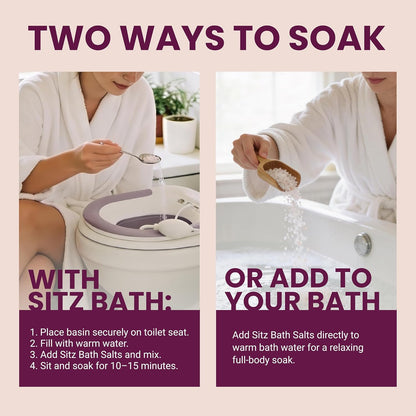 M3 Sitz Bath & Sitz Bath Salt (16 oz) Kit for Postpartum & Hemorrhoid Care