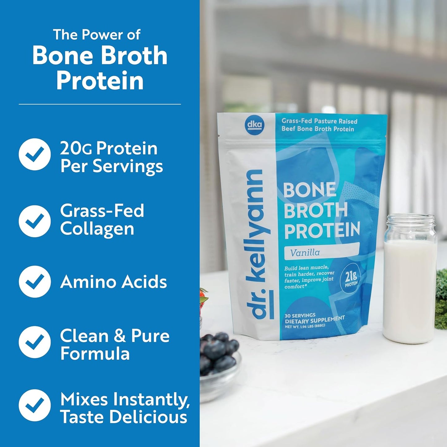 Bundle of Dr. Kellyann Keto Bone Broth Protein Powder - Chocolate (1), Vanilla (1)