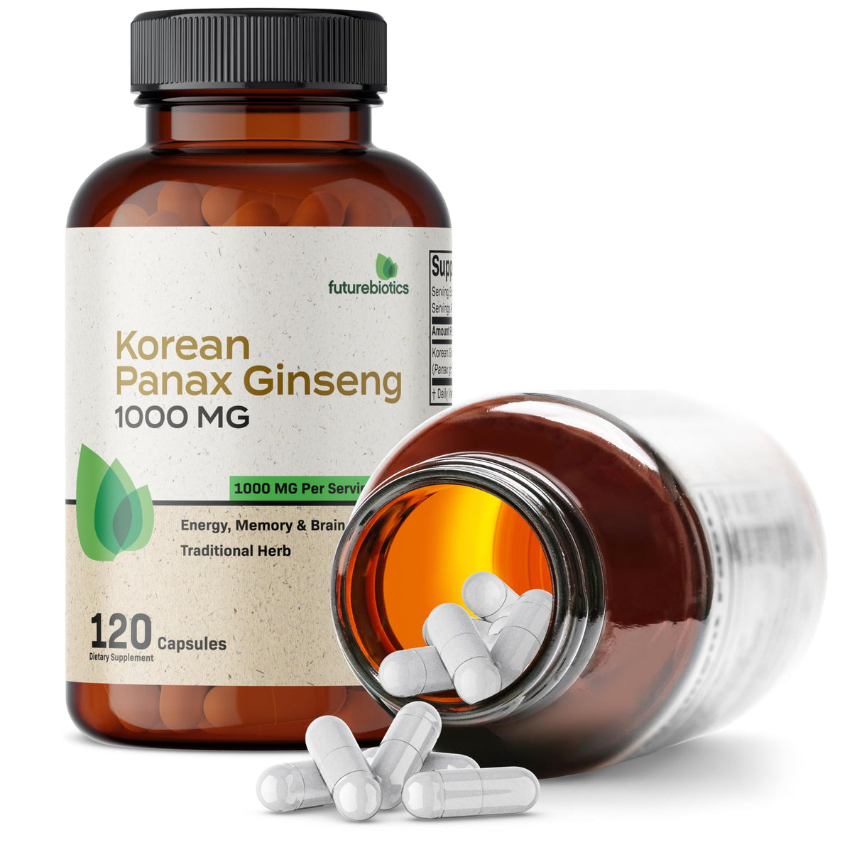Futurebiotics Korean Panax Ginseng 1000 MG Per Serving Energy, Memory & Brain Health