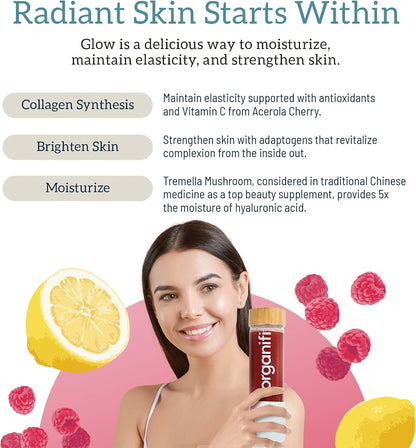 Organifi Glow - Vegan Collagen Powder for Women - Organic Flavored Water Ingredient, 30 Servings