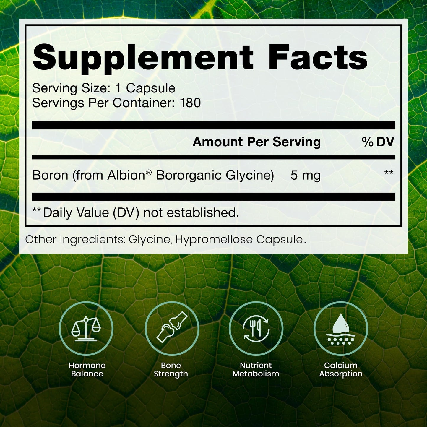 Bio Boron, 10mg/Capsule, Bororganic Glycine Boron Supplements for Men & Women, Vegan Mineral Supplements for Bones, Cardiovascular Function & Immunity Support, 90 Vegetarian Capsules