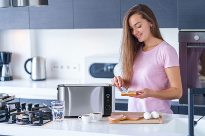 Elite Gourmet ECT-3100 Long Slot 4 Slice Toaster, Reheat, 6 Toast Settings, Defrost