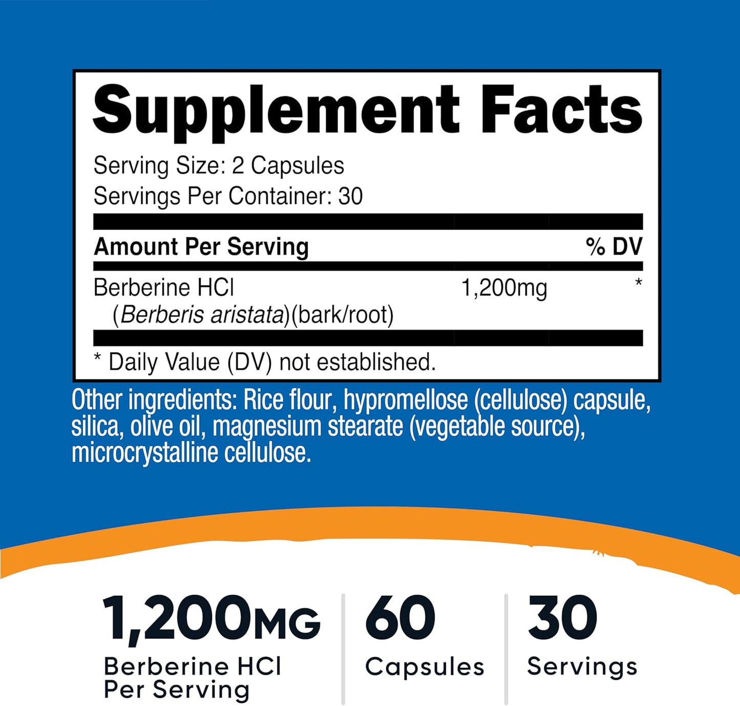 Nutricost Berberine HCl 1200mg , 60 Vegetarian Capsules - Gluten Free & Non-GMO | Gluten Free & GMO-Free