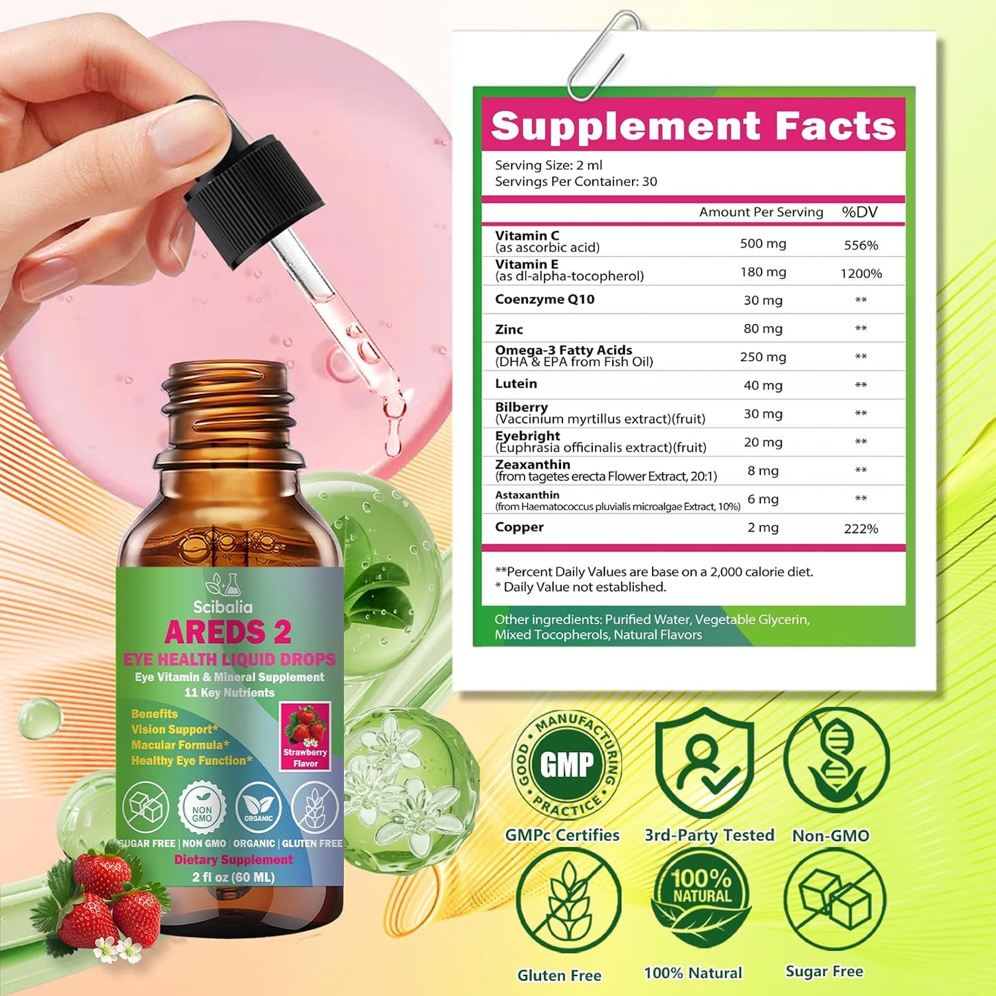 AREDS 2 Formula Liquid Drops, Advance 11-in-1 Eye Vitamins | Lutein and Zeaxanthin w. Bilberry Eyebright Omega-3 for Vision Retina Macular, Areds Plus Multivitamin for Adult & Senior