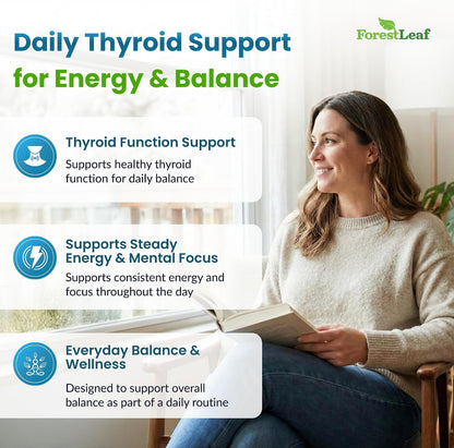 Thyroid Support for Women and Men with Iodine - Energy, Focus & Power Thyroid Supplement - All Natural Herbal Mineral and Vitamin Complex with B12, Zinc, Selenium, Ashwagandha - 60 Vegetarian Capsules