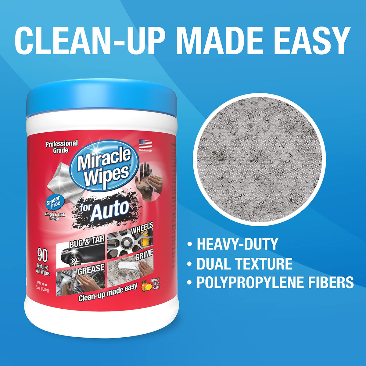 MiracleWipes for Automotive, All Purpose Cleaning Wipes for Hands, Auto Interior, Exterior