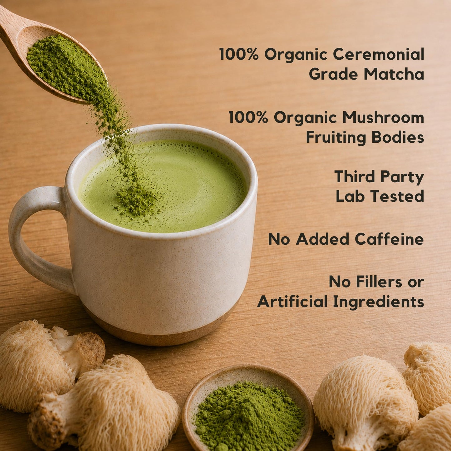 Malama Ceremonial Grade Matcha Powder - Premium Japanese Matcha Green Tea Powder with Organic Lion’s Mane Extract - Organic, Gluten-Free, Vegan, & Unsweetened (2.1 oz) for Energy & Focus