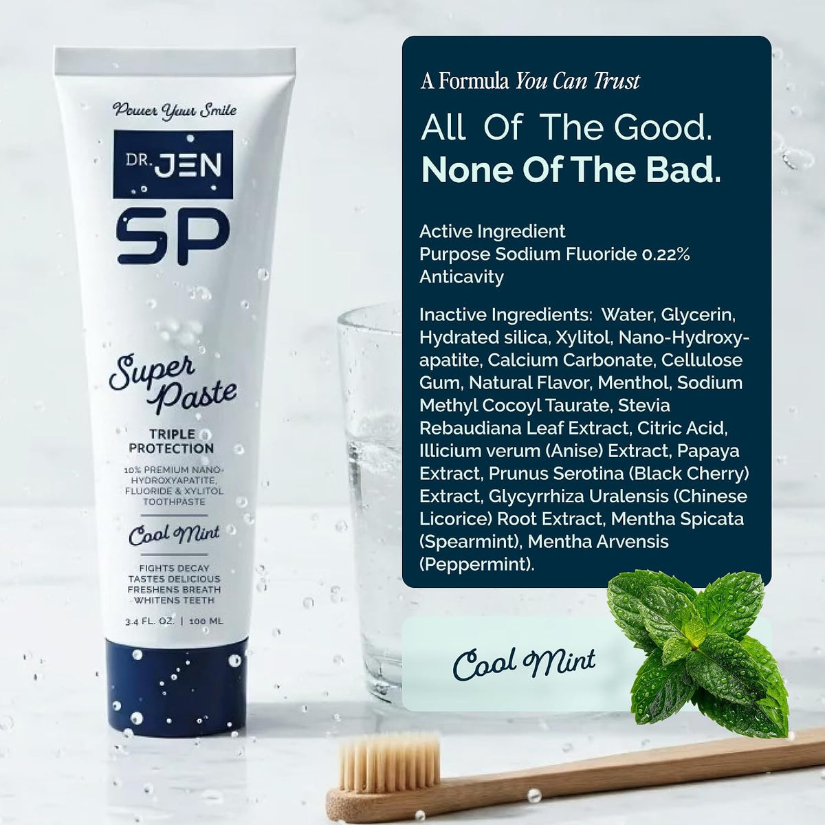 Dr. Jen Super Paste Toothpaste, 10% Nano Hydroxyapatite, Dentist Designed