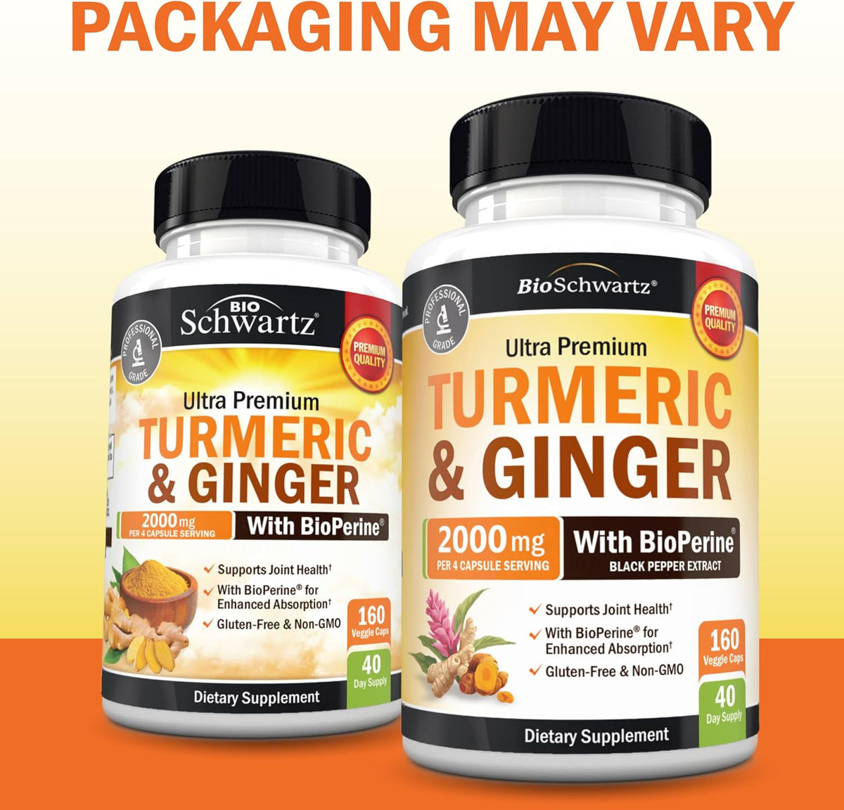 Turmeric and Ginger Supplement with BioPerine, 160 Capsules