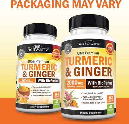 Turmeric and Ginger Supplement with BioPerine, 160 Capsules