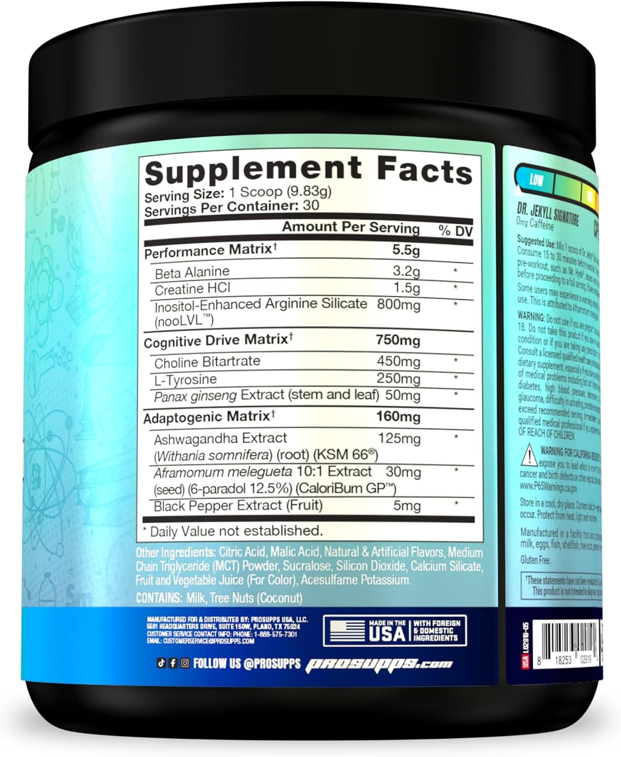 ProSupps Dr. Jekyll Stimulant-Free Pre-Workout, Blueberry Lemonade x Creatine 300 Bundle