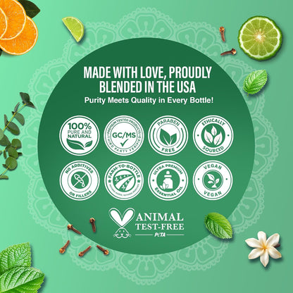 GuruNanda Essential Oil Blends – 6 Pack (10mL Each), Breathe Easy, Tranquility, Relaxation, Harmony, Calming Sleep & Thrive, Natural Aromatherapy Oils for Diffuser, Wellness & DIY