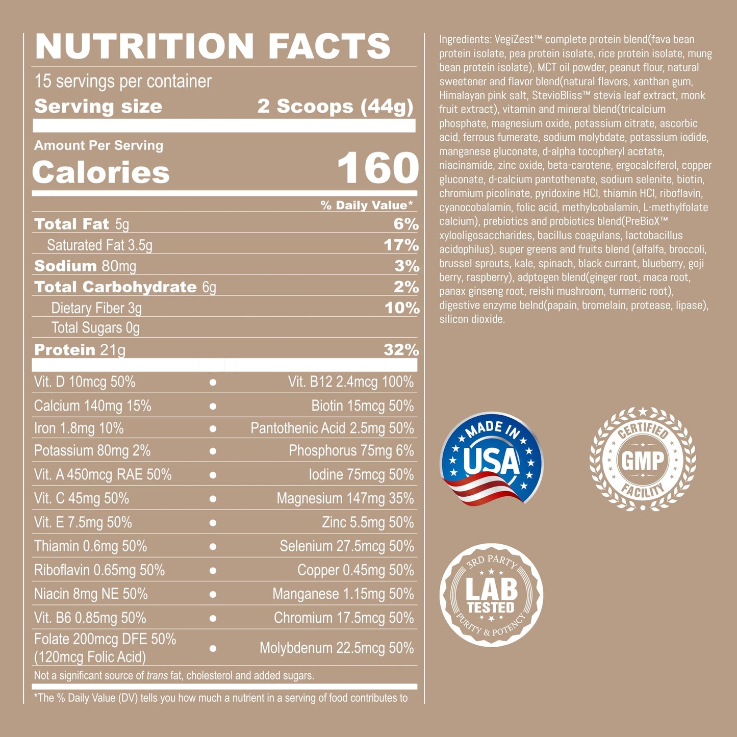 UpNourish Chocolate Vegan Protein Powder 54 Superfoods Powder,1.5 Billion CFU Probiotics 21g Plant Based Protein,No Sugar No Dairy No GMO Dairy Free,Meal Replacement Shake Keto-Friendly Low-Carb Diet,15 Servings