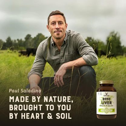 HEART & SOIL Bone Marrow & Beef Liver, 180 Capsules | 100% grass fed & finished from regenerative cattle. Supports bones, joints, tissue & skin. 3000mg for women & men.