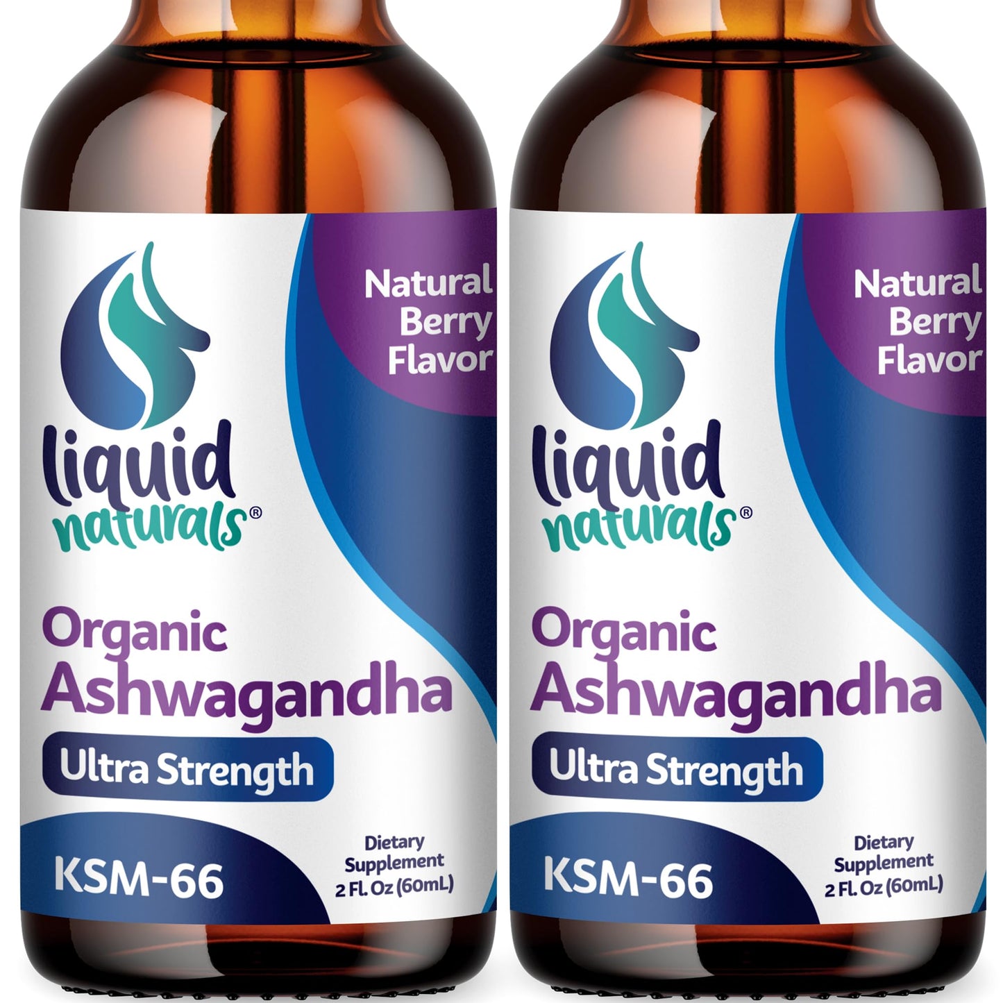 Ashwagandha KSM 66 Drops, 2000mg Natural Berry Flavor - Ashwagandha Supplements for Women, Ksm-66 Ashwaganda Extract for Immune Support, Performance, Heart Health - 60 Servings