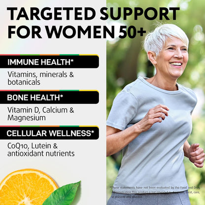 Multivitamin for Women 50 and Over - Once Daily Womens Multivitamin with Lutein & CoQ10 - Vegan, Iron Free Vitamins for Women 50 Plus - Daily Wellness, Bone & Immune Support - USA Made - 60 Capsules