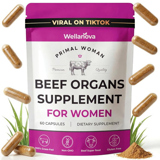 Primal Beef Organ Supplement for Women, Grass-Fed Ancestral Superfood | Supplement With Uterus & Liver, For Hormone Balance & Queen Energy, 60 Capsules