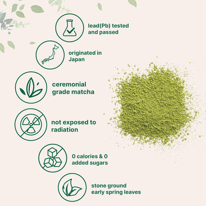 Micro Ingredients Organic Ceremonial Grade Matcha Powder, 100 Servings | Authentic Japanese First Harvest Matcha Green Tea Powder For Barista-Grade Latte, Beverage & Baking
