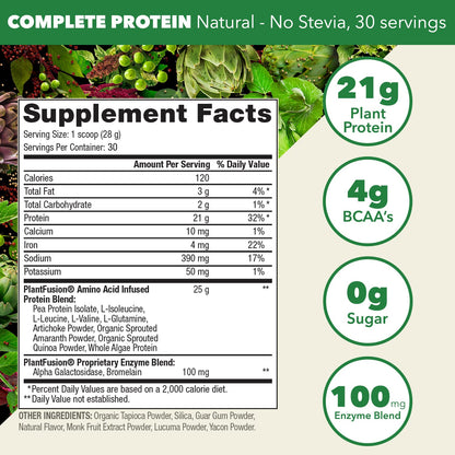 PlantFusion Complete Vegan Protein Powder - Plant Based Protein Powder With BCAAs
