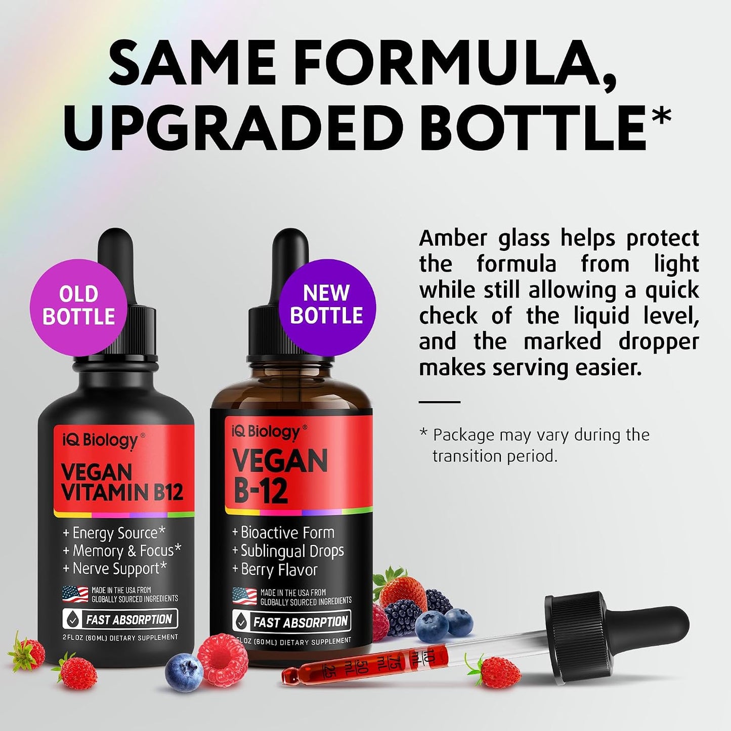 Organic Vitamin B12 Liquid Drops - Sublingual Methylcobalamin 5000 mcg, 2oz | Methylated B-12 Active Coenzyme Form - Energy & Nerve System Support - Berry Flavor - 60 servings