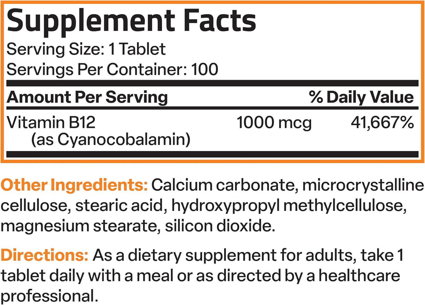 Bronson Vitamin B12 1000 mcg Sustained Release Premium Non GMO Tablets Supports Nervous System, Healthy Brain Function and Energy Production, 100 Count
