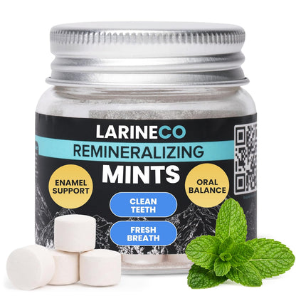Larineco Remineralizing Oral Care Mints – Hydroxyapatite Sugar-Free Dental Mints for Fresh Breath & Enamel Support – Plastic-Free, Fluoride-Free, Plant-Based Oral Care – 60 Pieces