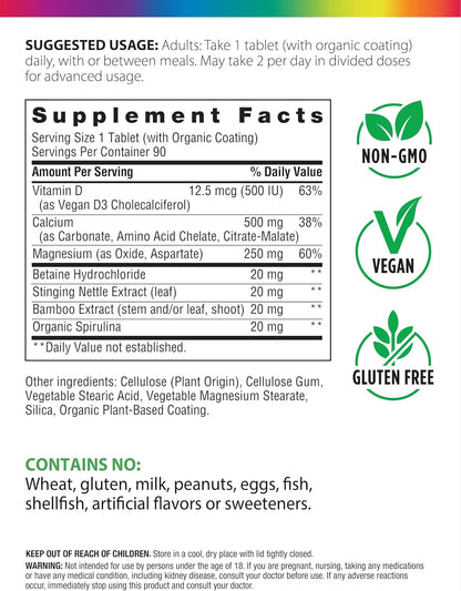 Rainbow Light Calcium Complex with Magnesium & Vitamin D3 + | 90 Tablets | Real Food Nutrients | Supports Bone Density & Muscle Health | Vegan Supplement for Men and Women | Real Food Nutrients | Supports Bone Density & Muscle Health | Vegan Supplement fo