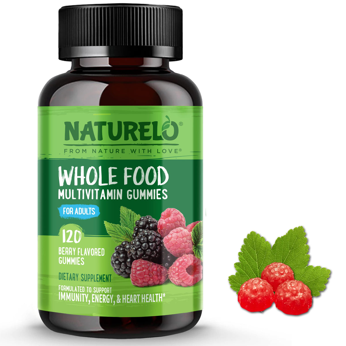 NATURELO Whole Food Vitamin Gummies for Adults - Chewable Gummy Multivitamin 