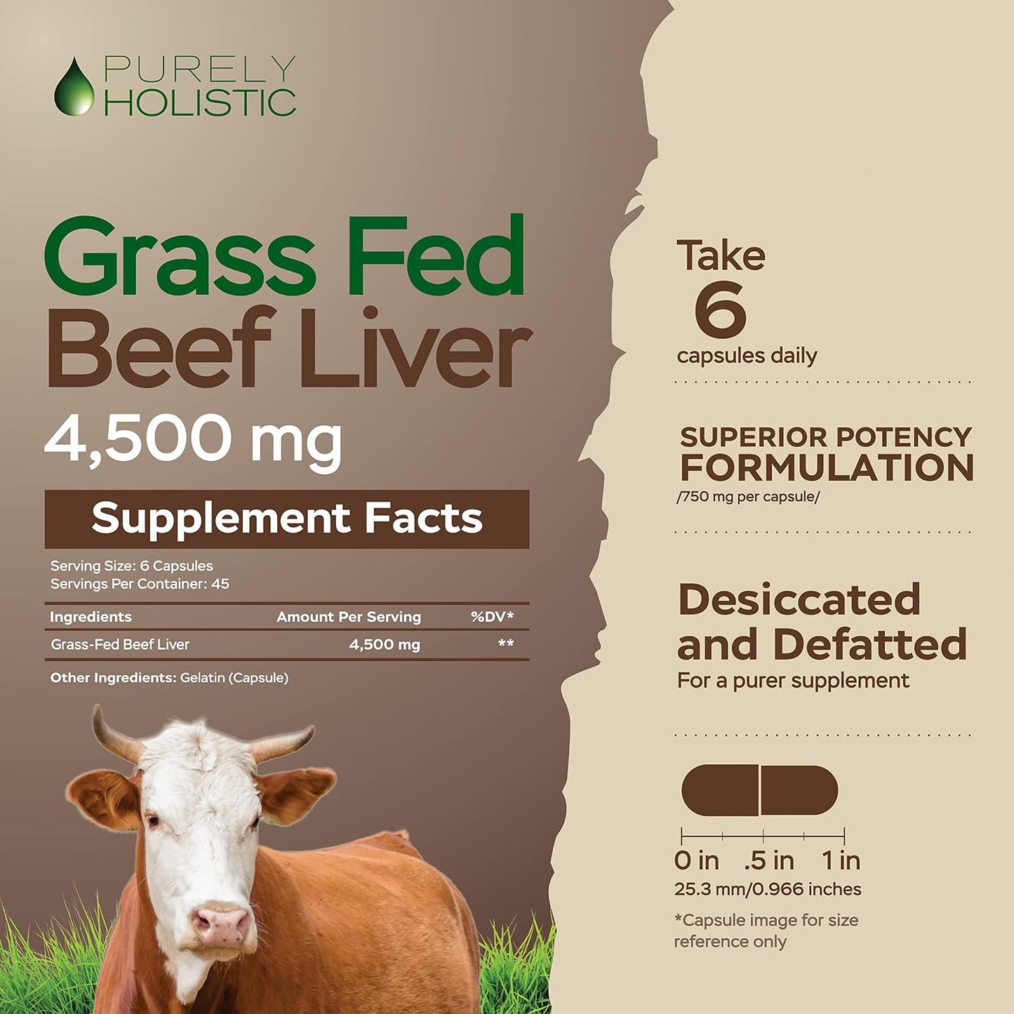 Grass Fed Beef Liver Capsules, 750mg Per Capsule, Energy Support, 270 Ct | Pasture-Raised Hormone-Free and Non-GMO Beef Liver Supplement, Desiccated Ancestral Organ Supplements for Men and Women