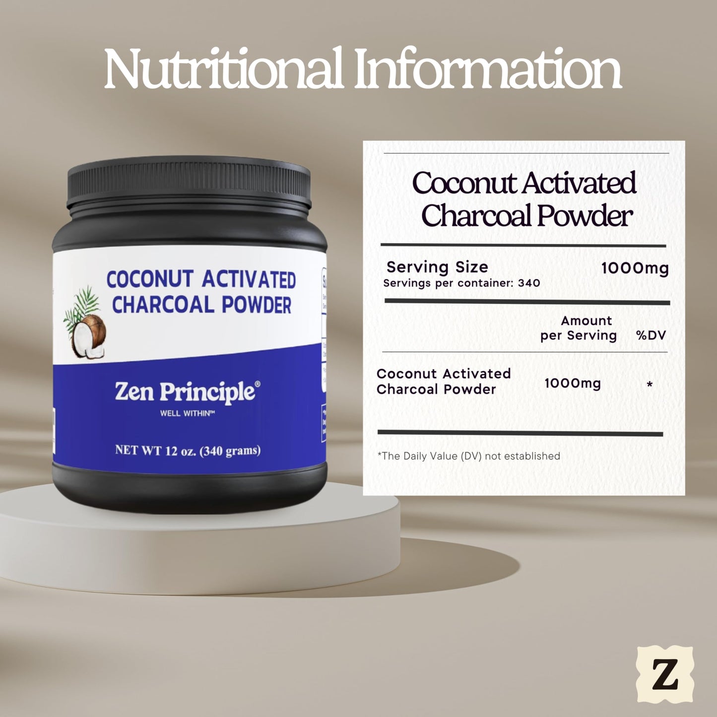 Zen Principle Coconut Activated Charcoal Powder. Whitens Teeth, Rejuvenates Skin and Hair, Supports Better Digestion. USA-Owned Producers, 2.5 lb