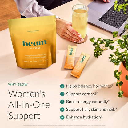 BEAM Glow, Summer Variety Pack, Hormone Support & Cortisol Supplement for Women, Pineapple, Peach Mango and Watermelon