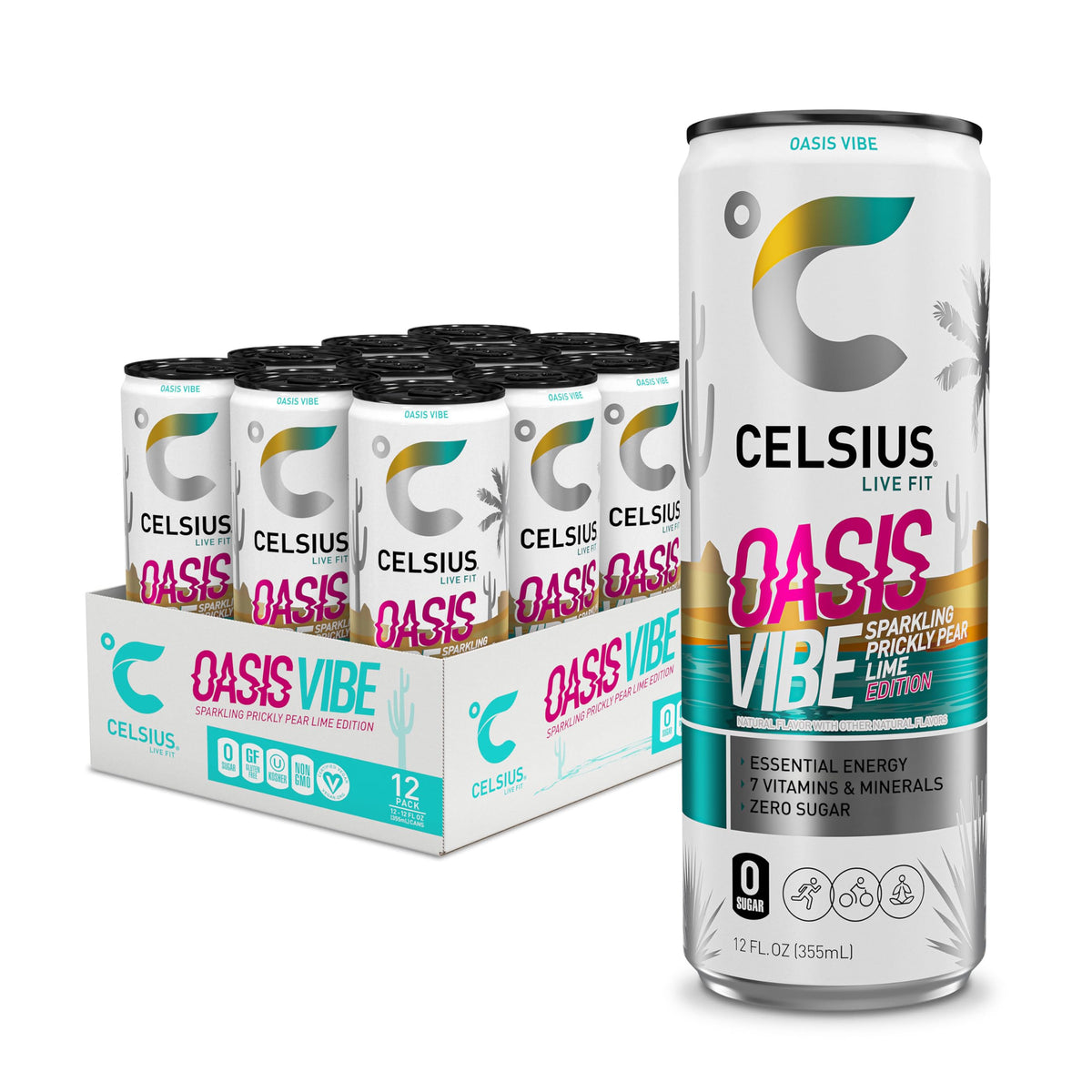 CELSIUS RETRO VIBE Sparkling Sherbet Slush, Sugar Free Energy Drink, 12 Fl Oz (Pack of 12)