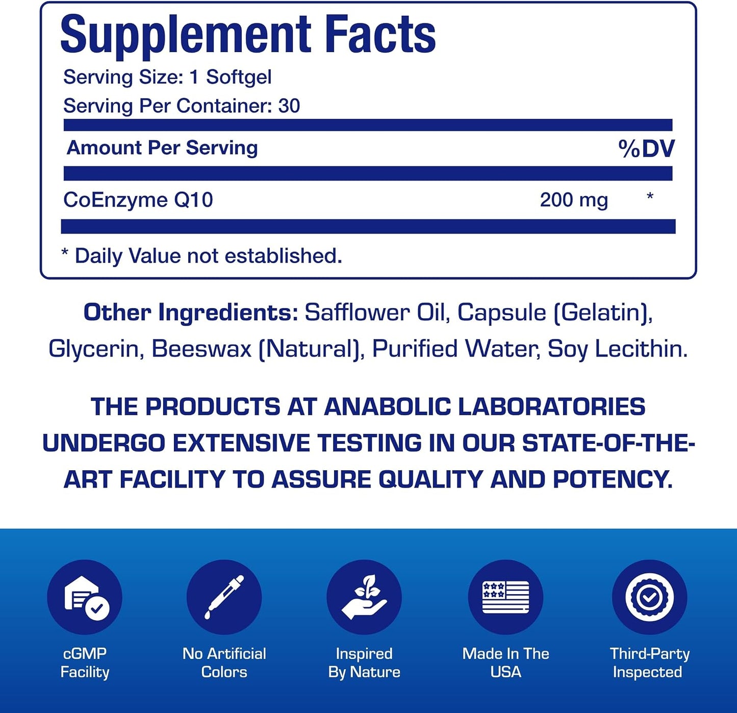 High Absorption CoQ10 200mg Softgels - Clinical Formula Coenzyme Q10 200mg for Skin Heart Energy Antioxidant and Brain Support - Easy to Swallow - Made in The USA in cGMP Facilities - 30 Servings