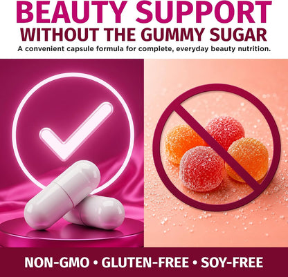 1 Body Hair Skin & Nails with Biotin, Vegan Vitamins, 60 Capsules