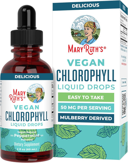 MARYRUTH'S Chlorophyll Liquid Drops | Clean Label Project Certified® | Vegan | Non-Diluted Liquid Chlorophyll| Mulberry Derived Supplement for Ages 14+ | Non-GMO | Delicious Minty Flavor | 2 Fl Oz