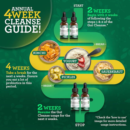 GuruNanda Gutcleanse 2-Step Kit - Dietary Supplement to Help with Digestion - Blend of Fulvic Acid, Wormwood, Clove & Neem Extract, 2x1 FlOz