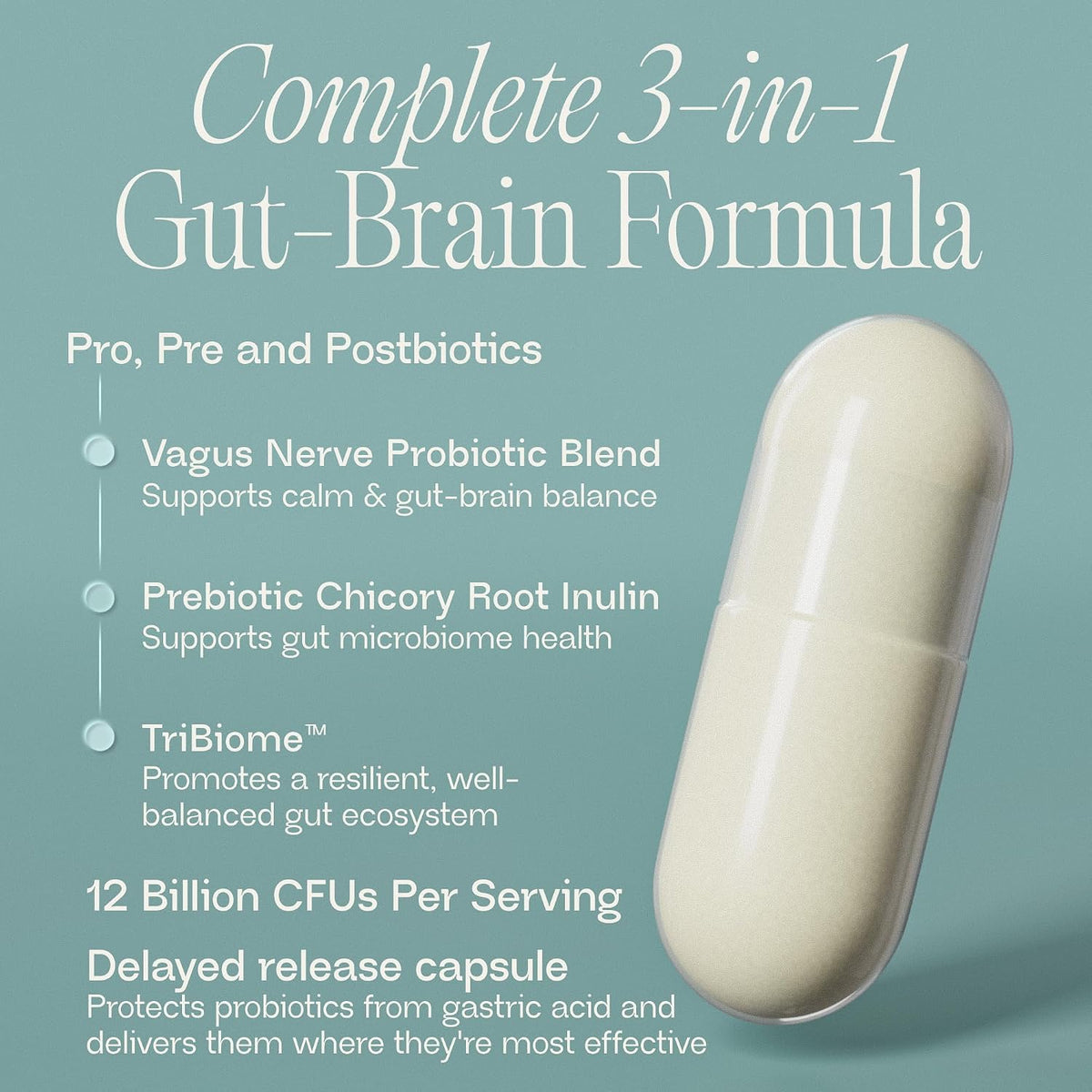 BIOMA Anti-Stress Probiotics – 3-in-1 Gut-Brain Axis Support for Stress Relief & Mood – Prebiotics, Postbiotics & Clinically Studied Strains – Vagus Nerve, Serotonin & Digestive Support – 60 Capsules