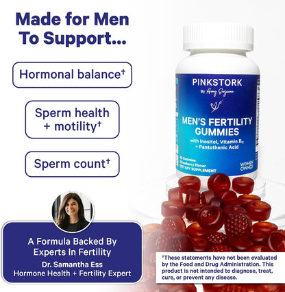 Blue Stork Fertility Supplement Gummies for Men, 90 Count | Male Prenatal Vitamins, Conception Support, Reproductive Health, Hormonal Balance & Motility