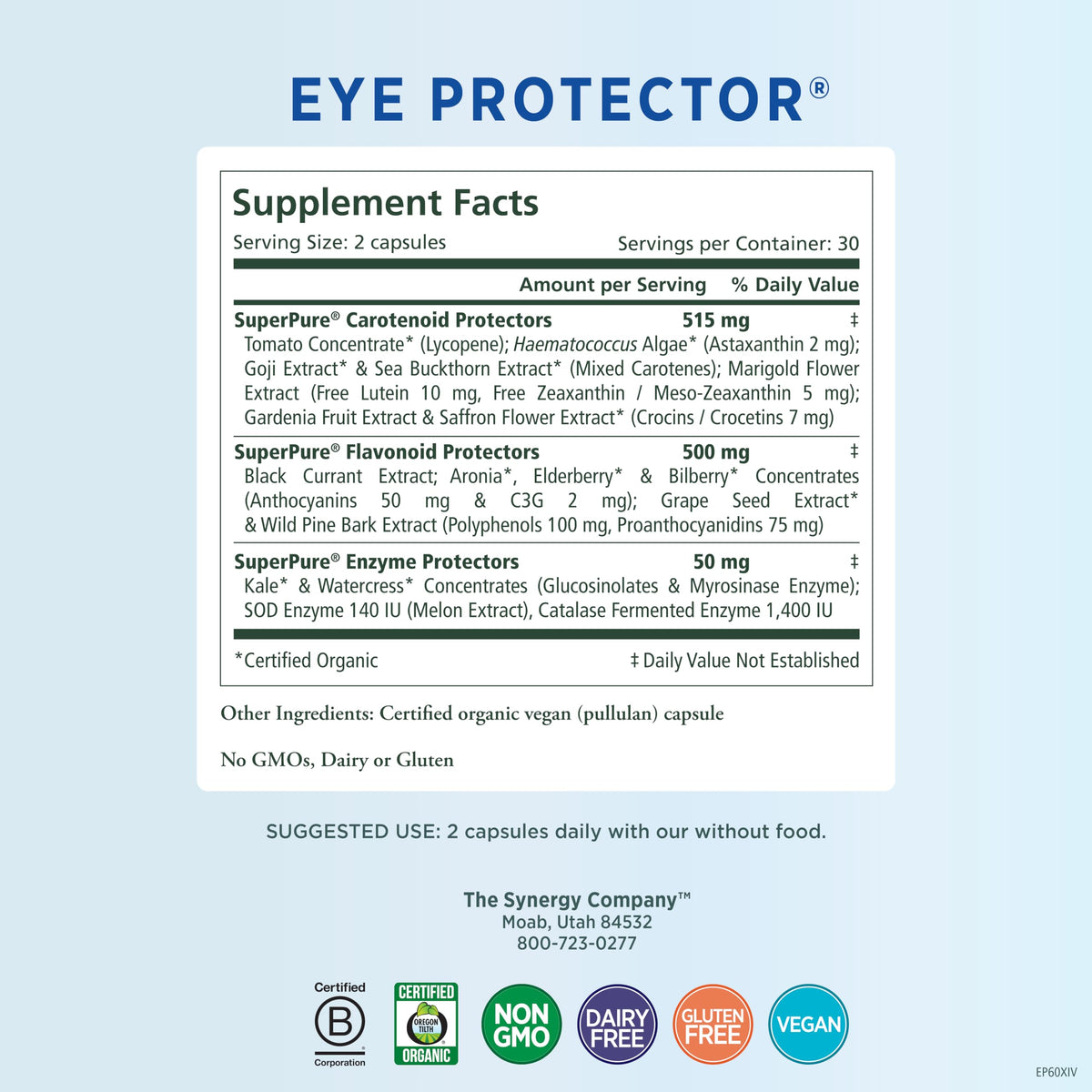 PURE SYNERGY Eye Protector | 100% Natural, Vegan Eye Health Supple