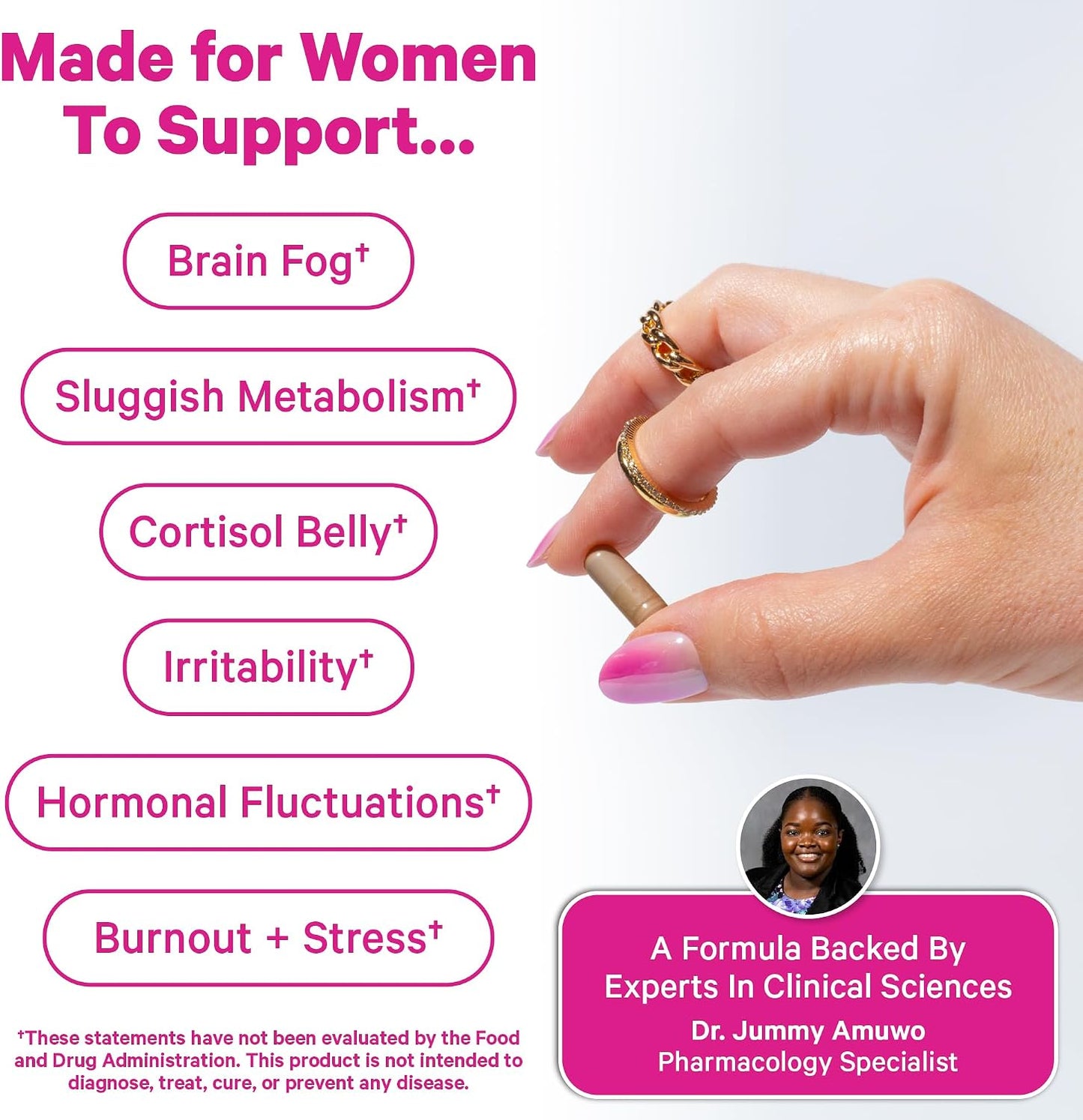 Pink Stork Cortisol Probiotic for Women, 30 Capsules | Ashwagandha, Lemon Balm, Chamomile, 25 Billion CFU, Mood and Adrenal Support, Gut Health, Energy, Focus, Cortisol Management