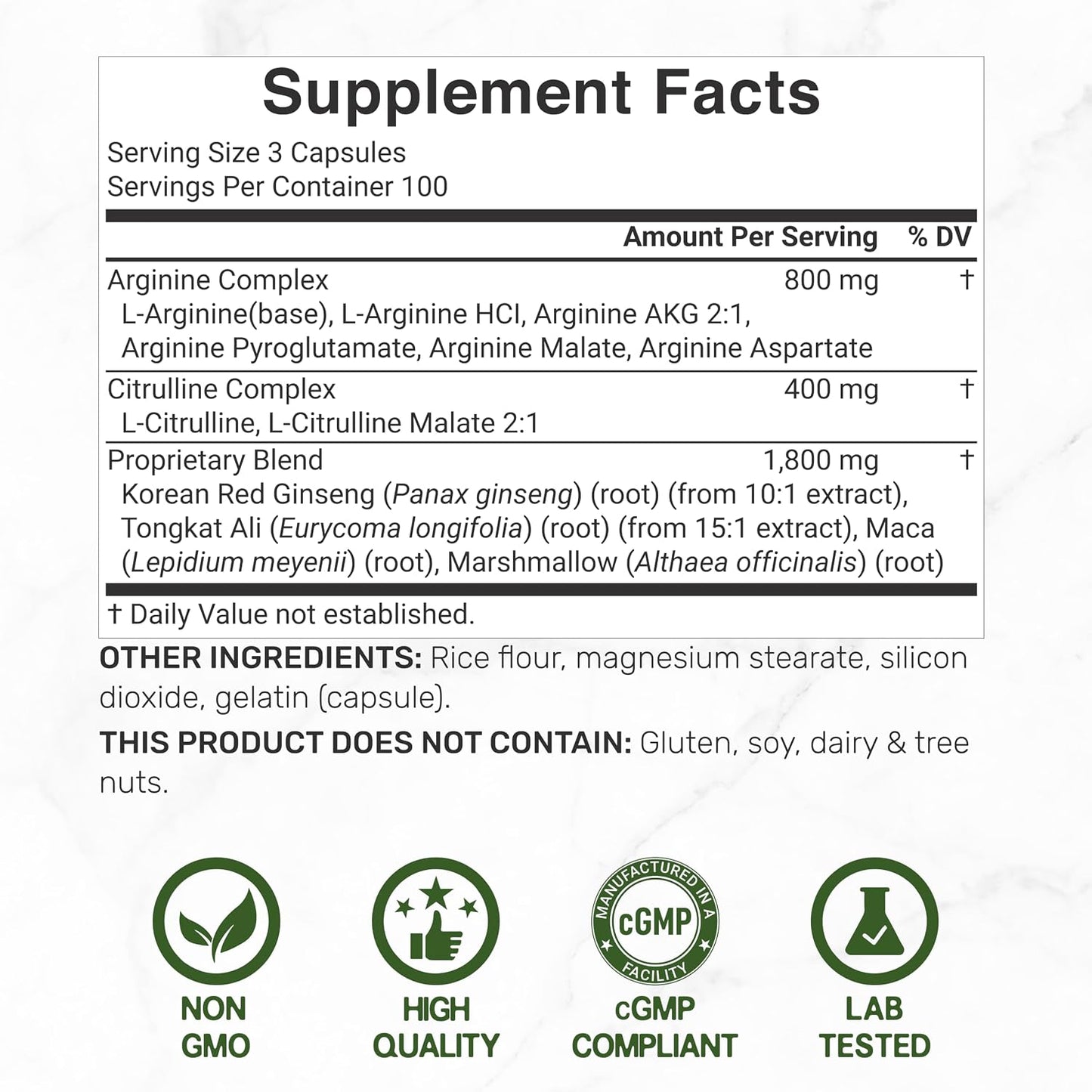 Nitric Oxide Supplement 3,000mg, 300 Capsules | 12-in-1 Complex for Men & Women – Arginine, Citrulline, Korean Red Ginseng, Tongkat Ali, Maca Root, & Marshmallow Blend*