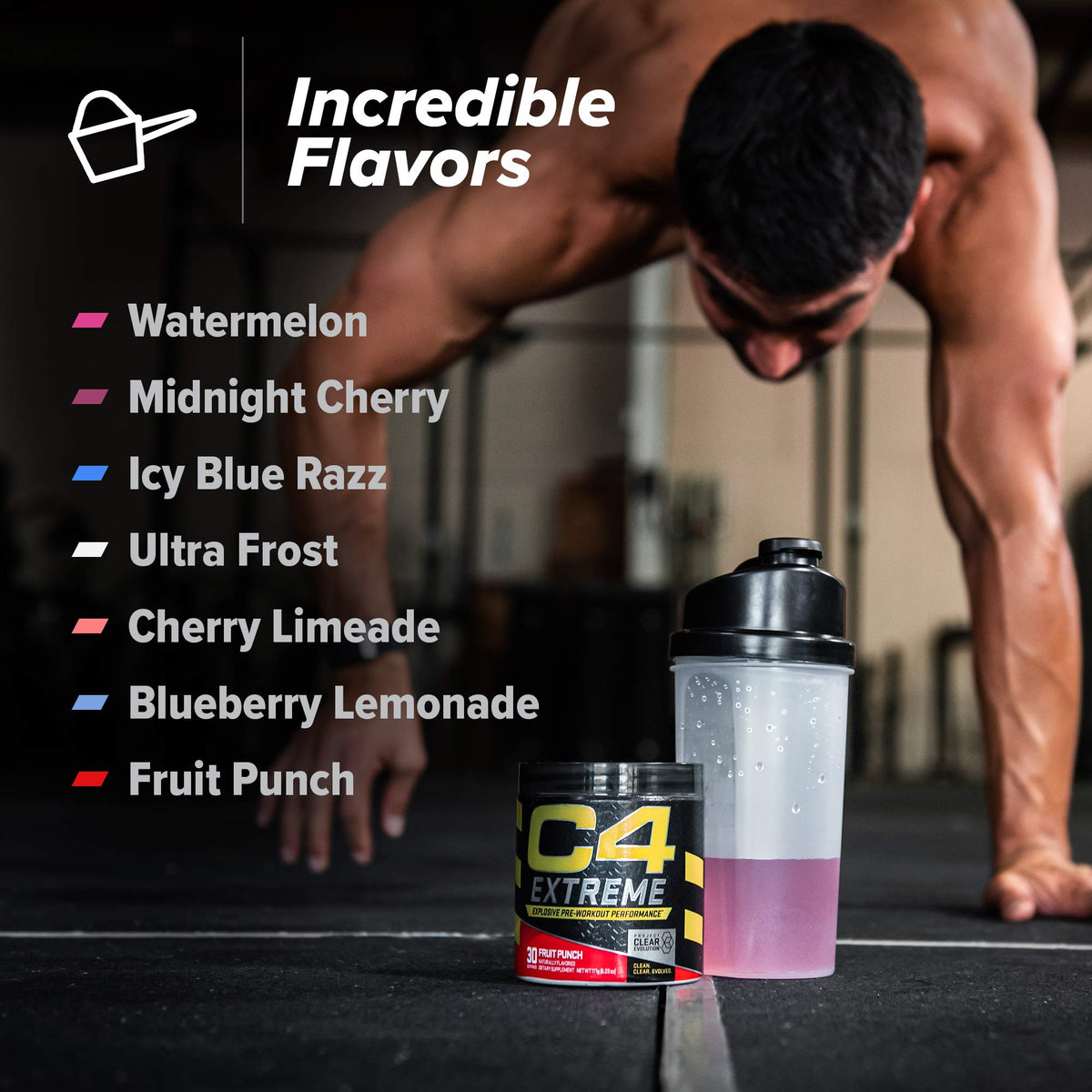 C4 Extreme Pre Workout Powder Fruit Punch | Preworkout Energy Supplement for Men
