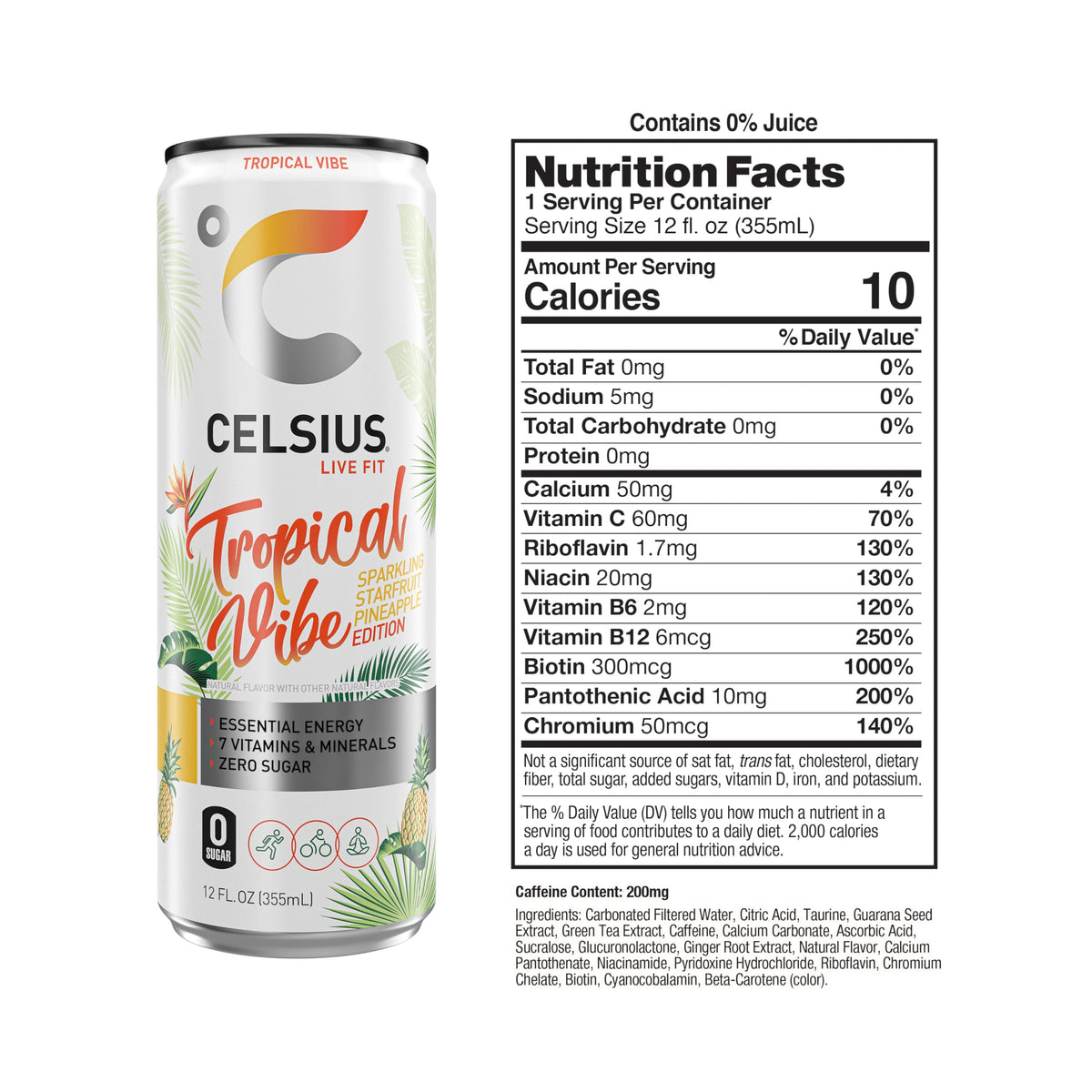 CELSIUS RETRO VIBE Sparkling Sherbet Slush, Sugar Free Energy Drink, 12 Fl Oz (Pack of 12)
