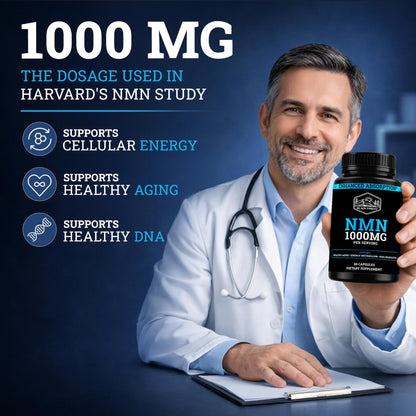 Black Forest NMN Supplements 1000mg (Nicotinamide Mononucleotide) 99% Pure, Stabilized Form, BioPerine® for Enhanced Bioavailability (60 Capsules) (NMN 1000mg per Serving) NAD Supplement for NAD
