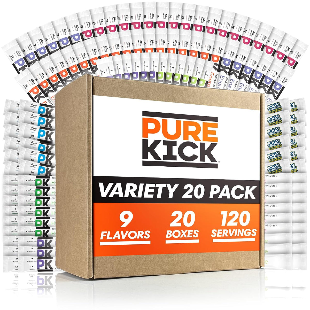Pure Kick Hydration Drink Mix Variety Pack - 9 Flavors Sugar Free Packets
